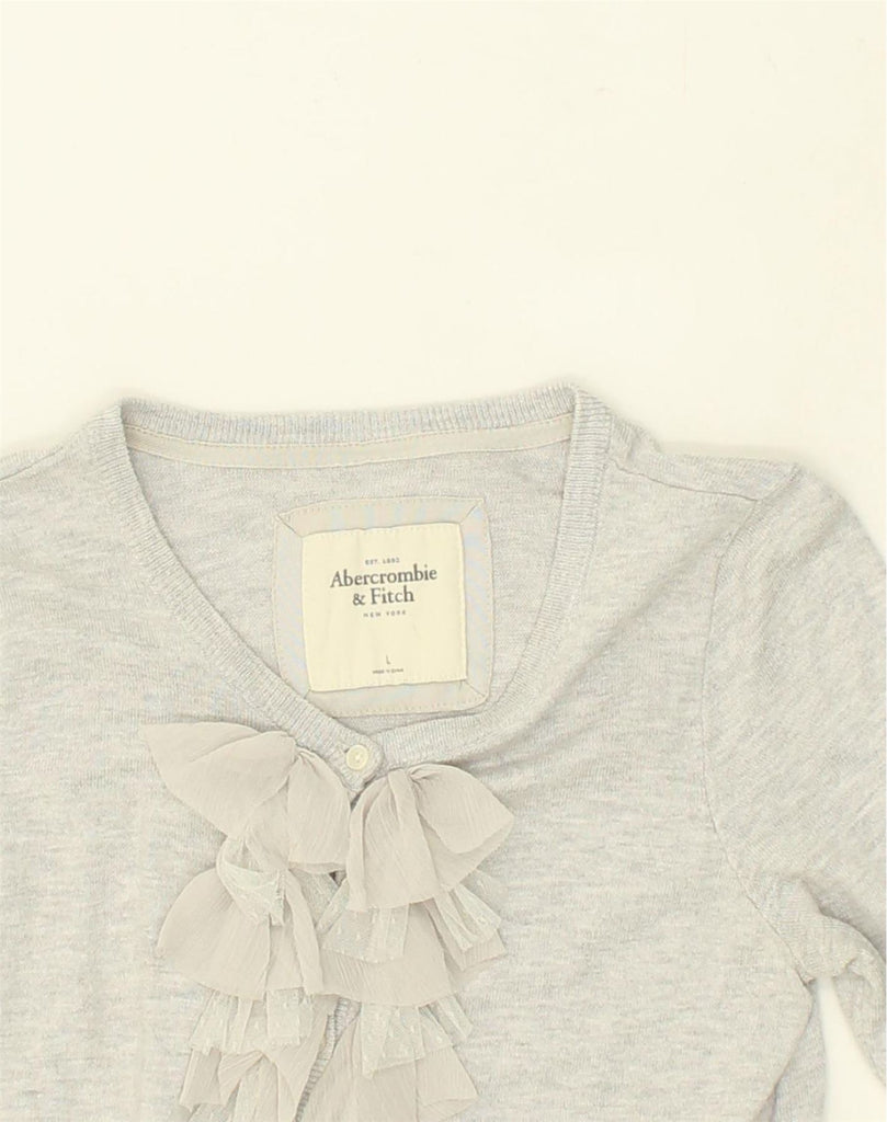 ABERCROMBIE & FITCH Girls Cardigan Sweater 11-12 Years Large Grey Cotton | Vintage Abercrombie & Fitch | Thrift | Second-Hand Abercrombie & Fitch | Used Clothing | Messina Hembry 