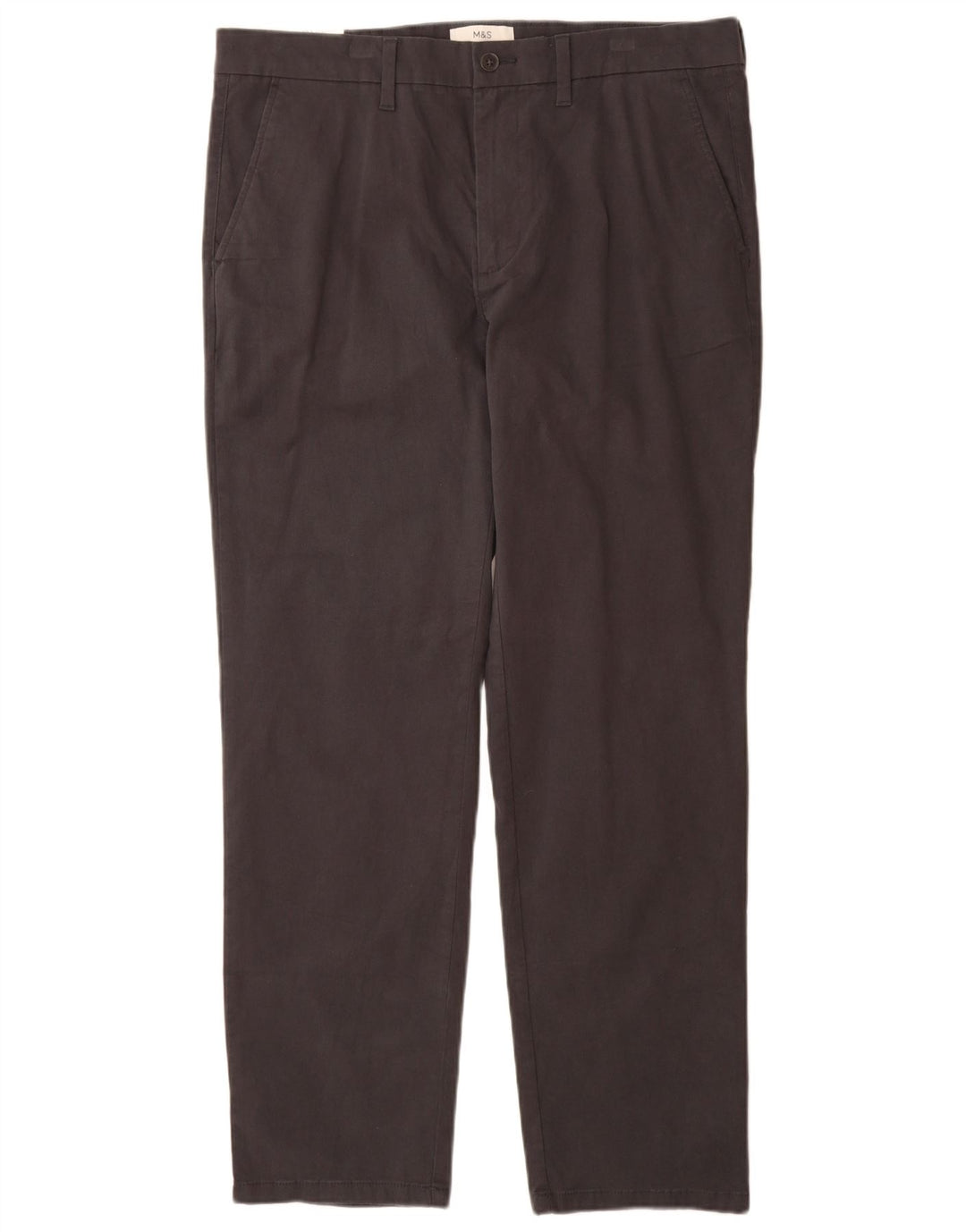 Marks & Spencer Mens Regular Fit Chino Trousers W36 L31 Grey Cotton