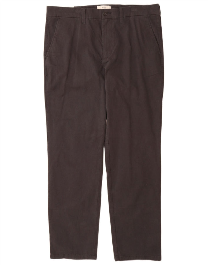 Marks & Spencer Mens Regular Fit Chino Trousers W36 L31 Grey Cotton