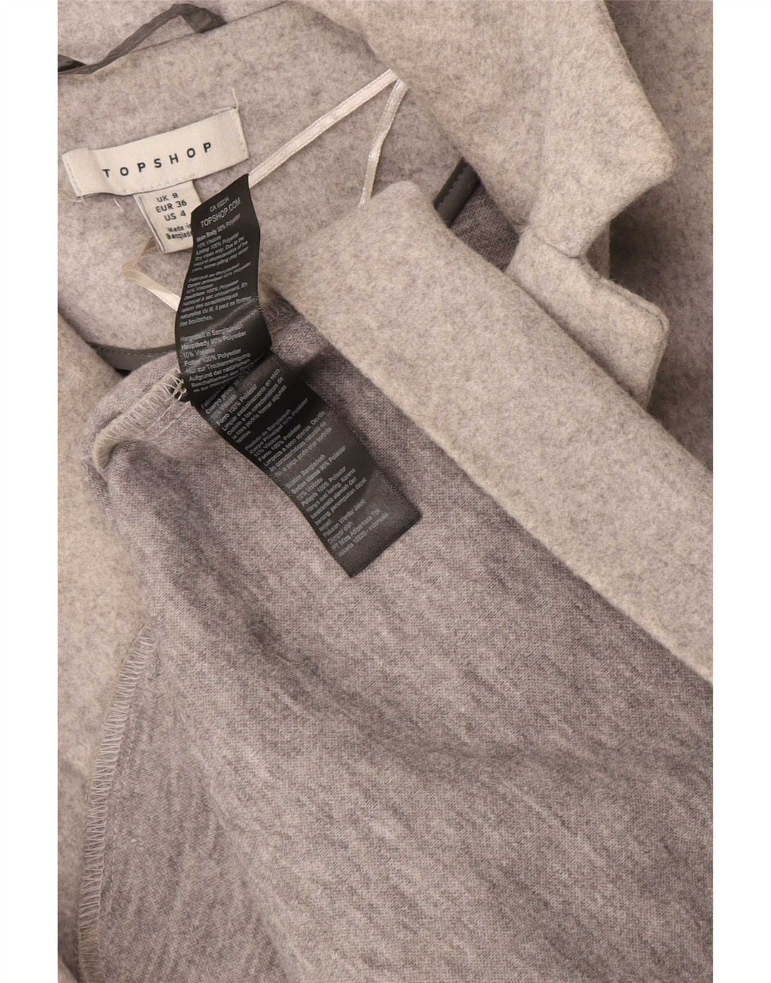 Topshop Womens Oversized Overcoat UK 8 Small Grey Polyester