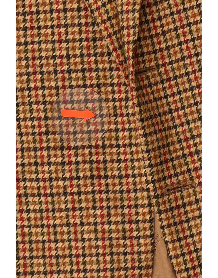 Trussardi Mens Blazer Jacket IT 50 Large Brown Houndstooth Wool