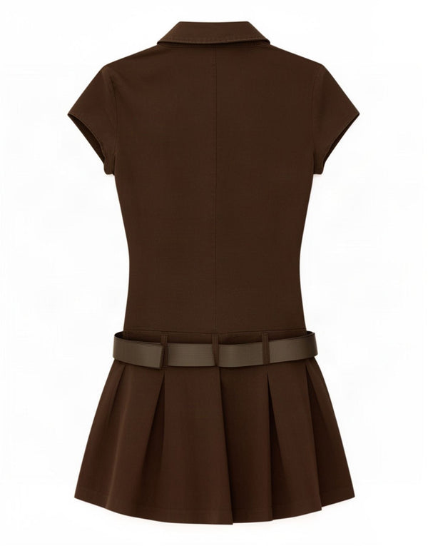 Zara Womens Drop Waist Dress UK 12 Medium Brown Cotton