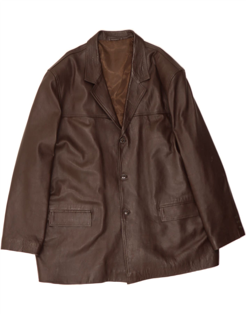 VINTAGE Mens Leather Jacket UK 44 2XL Brown Vintage Vintage and Second-Hand Vintage from Messina Hembry 