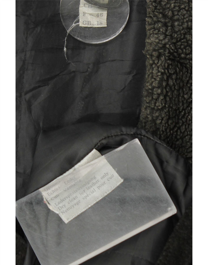 VINTAGE Womens Suede Overcoat UK 18 XL Black Leather