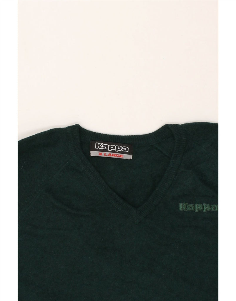 KAPPA Mens V-Neck Jumper Sweater XL Green Lambswool | Vintage Kappa | Thrift | Second-Hand Kappa | Used Clothing | Messina Hembry 