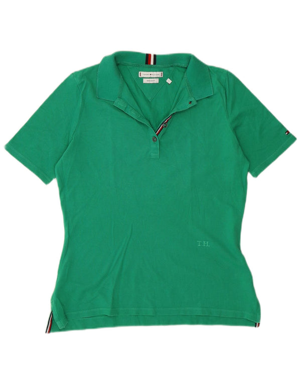 Tommy Hilfiger Womens Regular Fit Polo Shirt UK 8 Small Green Cotton