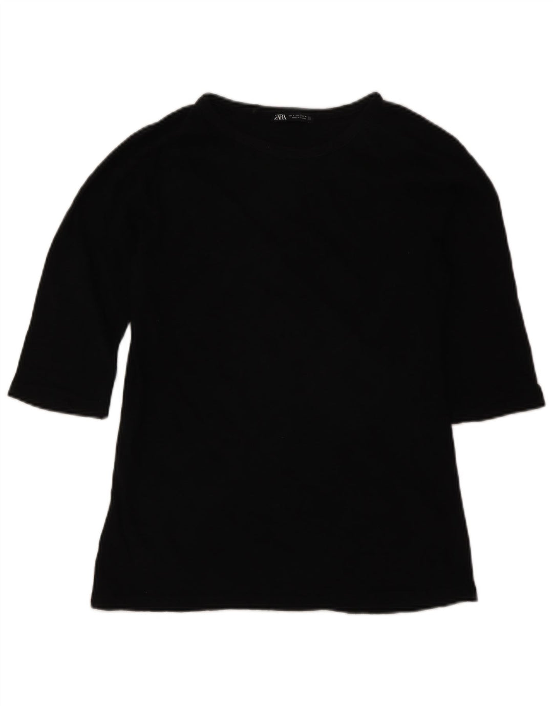 Zara Womens Top 3/4 Sleeve UK 10 Small Black