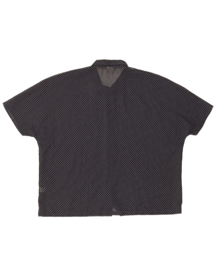 Benetton Womens Short Sleeve Shirt UK 20 2XL Black Spotted Polyester