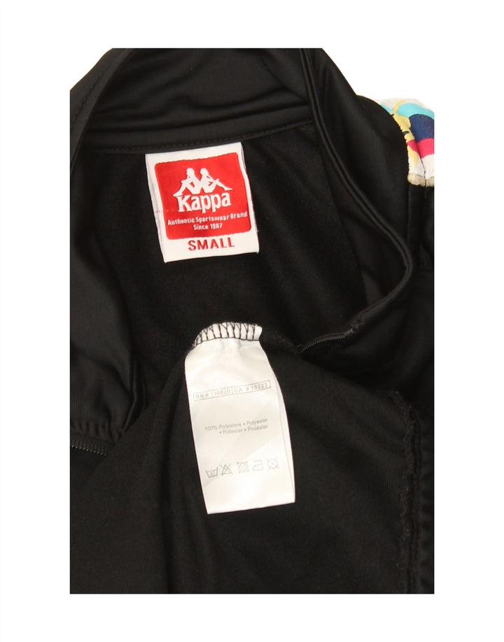 Kappa Womens Graphic Tracksuit Top Jacket UK 10 Small Black Colourblock