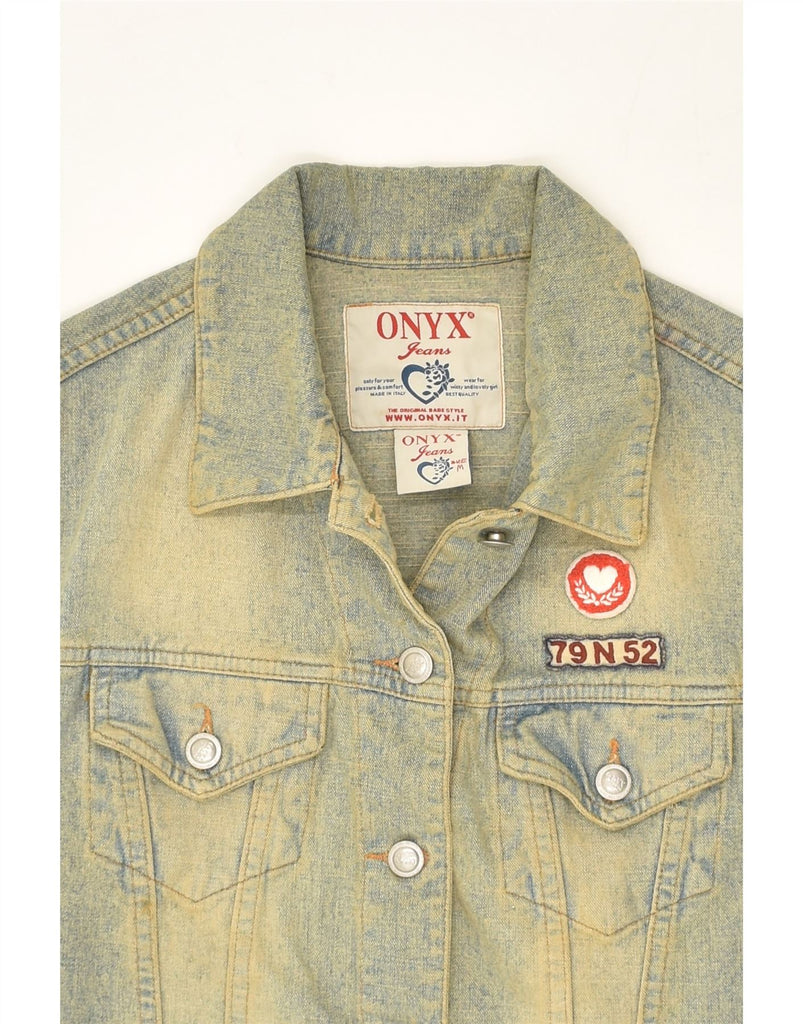 ONYX Womens Denim Jacket UK 14 Medium Blue | Vintage Onyx | Thrift | Second-Hand Onyx | Used Clothing | Messina Hembry 