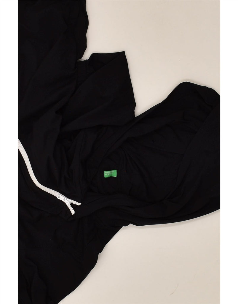 BENETTON Womens Zip Hoodie Sweater UK 6 XS Black Polyamide | Vintage Benetton | Thrift | Second-Hand Benetton | Used Clothing | Messina Hembry 