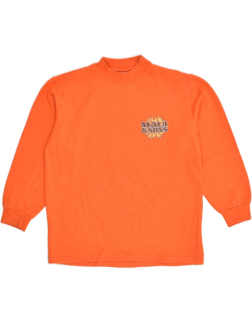 MAUI AND SONS Boys Graphic Sweatshirt Jumper 7-8 Years Orange Cotton | Vintage Maui and Sons | Thrift | Second-Hand Maui and Sons | Used Clothing | Messina Hembry 