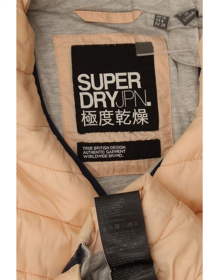 Superdry Womens Hooded Padded Jacket UK 10 Small  Pink Nylon