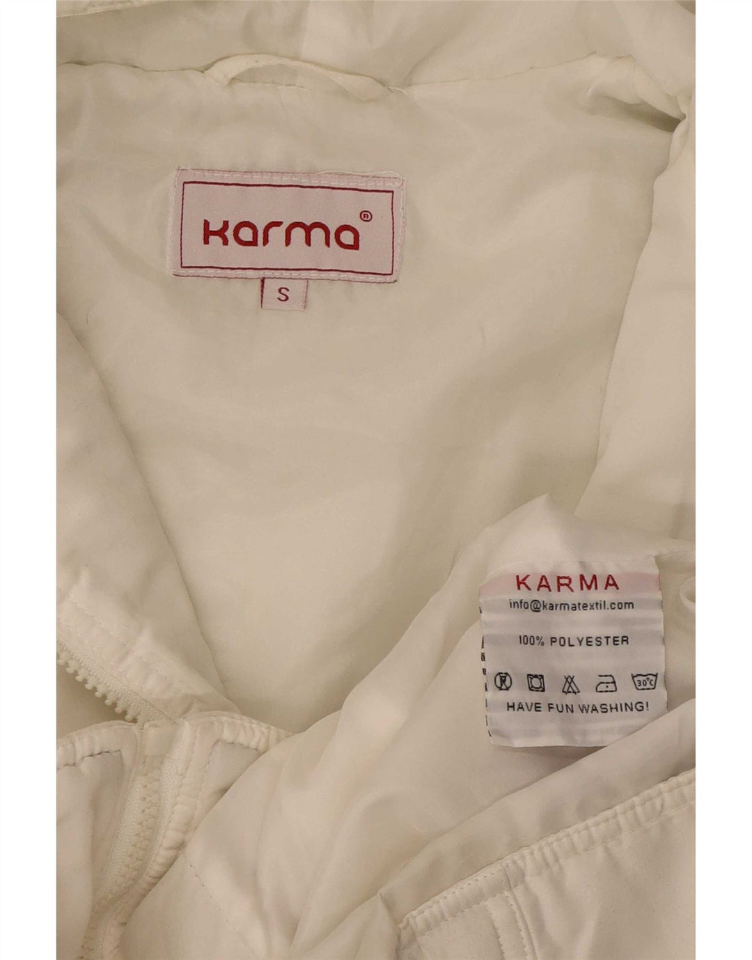 Karma Womens Hooded Padded Jacket UK 10 Small White Colourblock Polyester