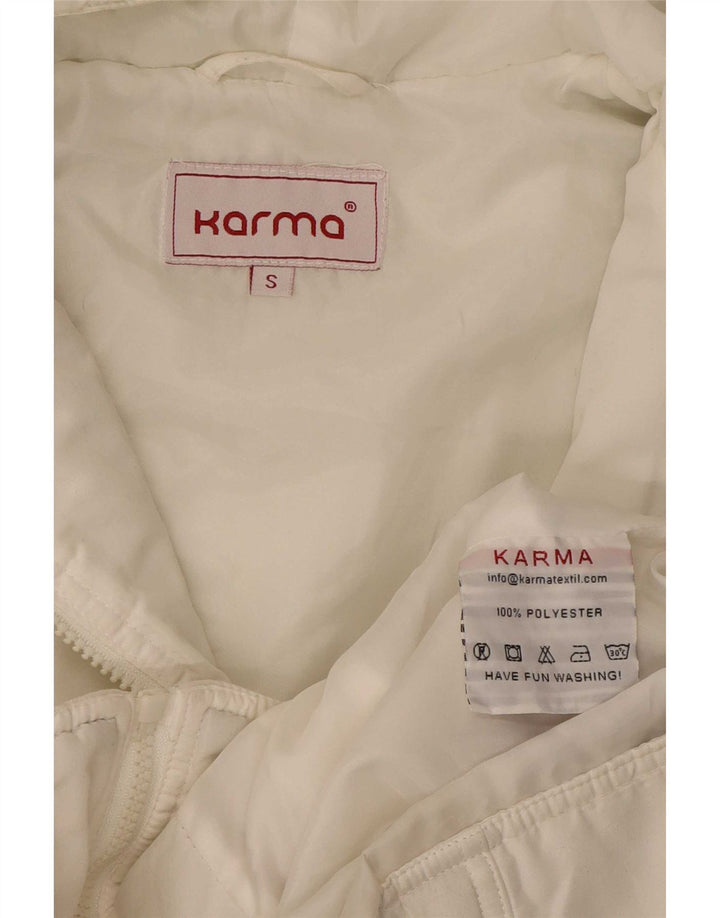 Karma Womens Hooded Padded Jacket UK 10 Small White Colourblock Polyester