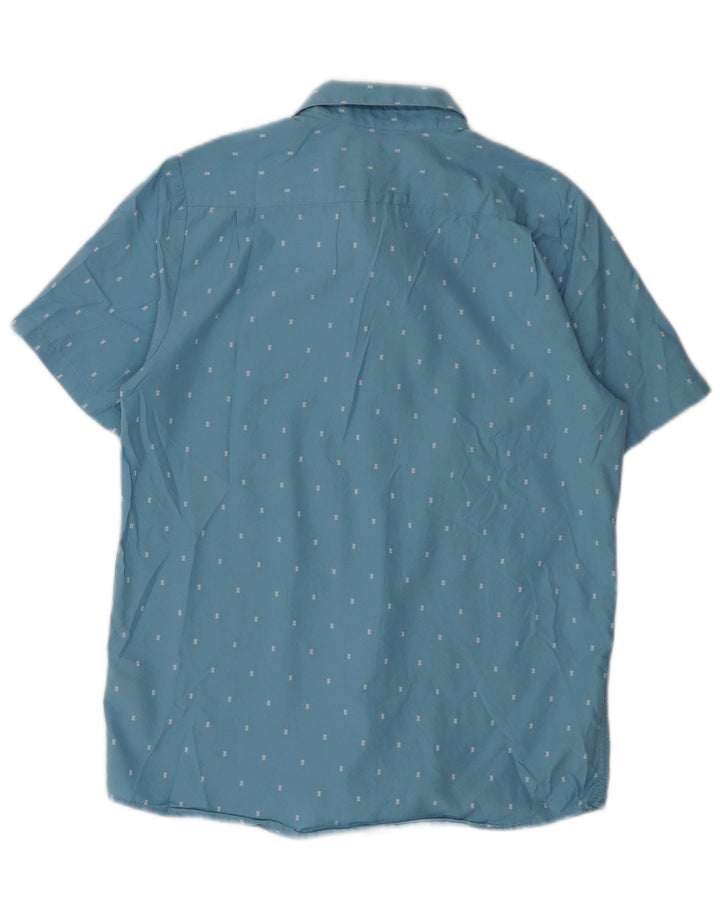 Volcom Mens Modern Fit Short Sleeve Shirt Small Blue Spotted Cotton