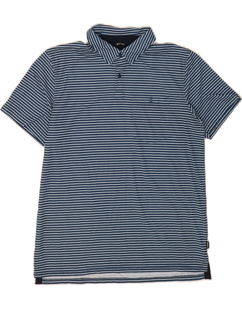 ROHAN Mens Polo Shirt Medium Blue Striped Polyester Vintage Rohan and Second-Hand Rohan from Messina Hembry 