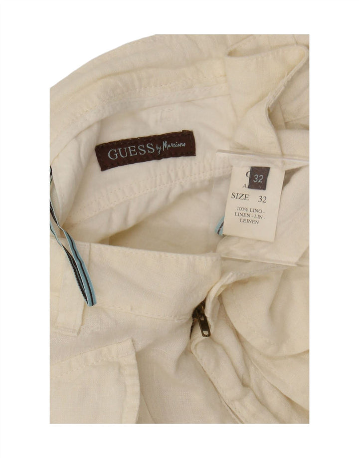 Guess By Marciano Womens Capri Trousers W32 L20 Off White Linen