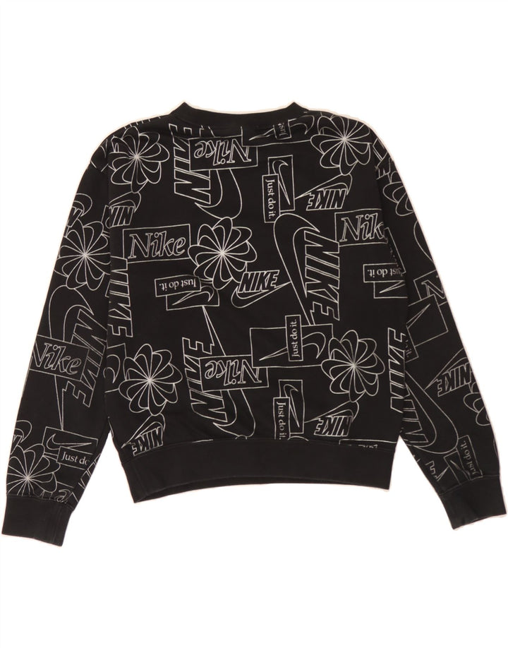 NIKE Womens Oversized Graphic Sweatshirt Jumper UK 6 XS Black Cotton Vintage Nike and Second-Hand Nike from Messina Hembry 