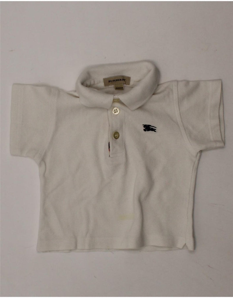BURBERRY Baby Boys Polo Shirt 0-3 Months White Cotton Vintage Burberry and Second-Hand Burberry from Messina Hembry 