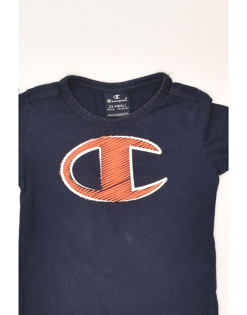 CHAMPION Boys Graphic Top Long Sleeve 3-4 Years 2XS Navy Blue Cotton | Vintage Champion | Thrift | Second-Hand Champion | Used Clothing | Messina Hembry 