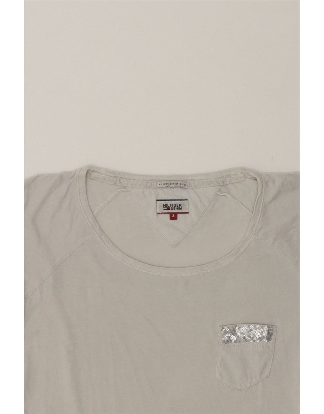 TOMMY HILFIGER Womens Longline T-Shirt Top UK 10 Small White Vintage Tommy Hilfiger and Second-Hand Tommy Hilfiger from Messina Hembry 