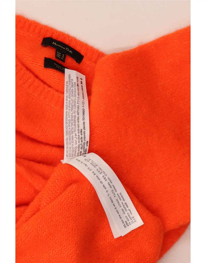 Massimo Dutti Womens Oversized Crew Neck Jumper Sweater UK 10 Small Orange