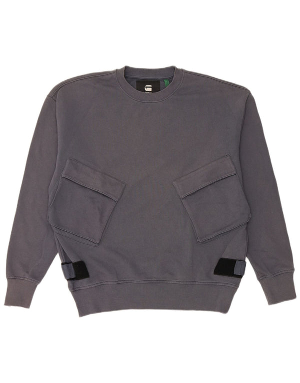 G-Star Mens Sweatshirt Jumper Large Navy Blue Cotton