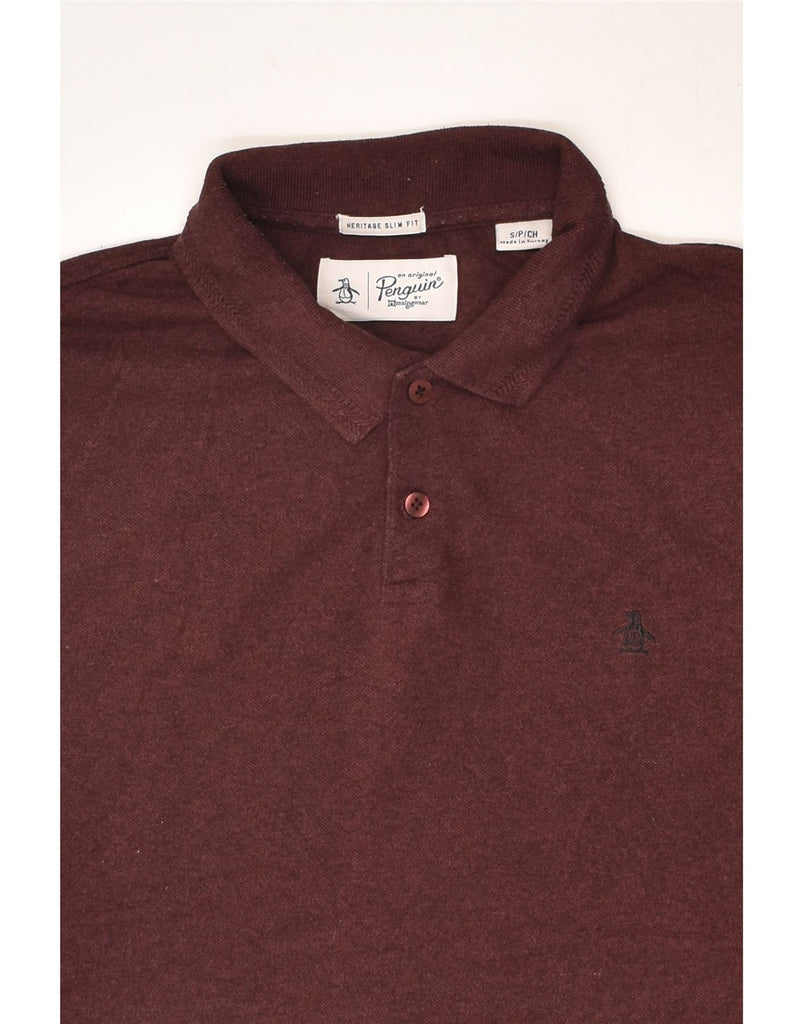 PENGUIN Mens Heritage Slim Fit Polo Shirt Small Maroon Cotton | Vintage Penguin | Thrift | Second-Hand Penguin | Used Clothing | Messina Hembry 