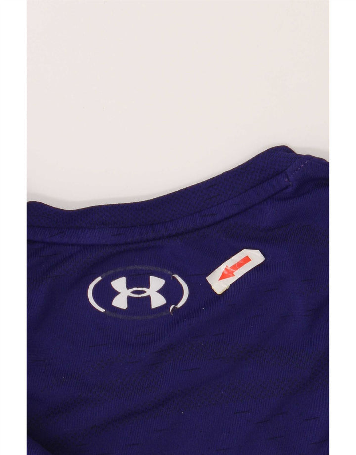 Under Armour Mens T-Shirt Top Medium Navy Blue Striped