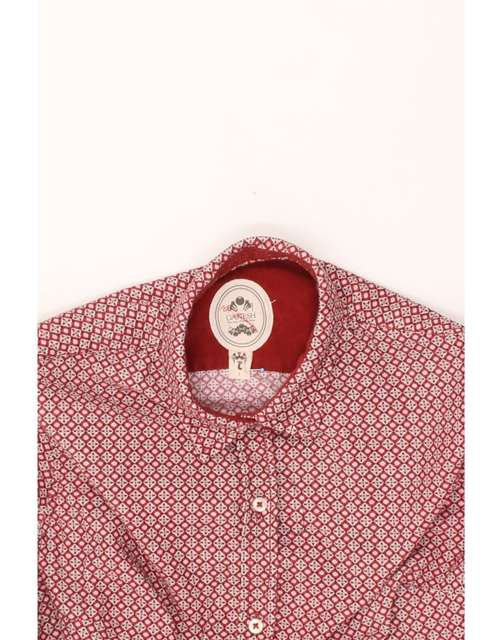 GANESH Womens Oversized Shirt US 1 2XS Red Geometric Cotton Vintage Ganesh and Second-Hand Ganesh from Messina Hembry 