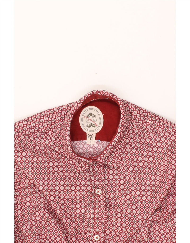 GANESH Womens Oversized Shirt US 1 2XS Red Geometric Cotton Vintage Ganesh and Second-Hand Ganesh from Messina Hembry 