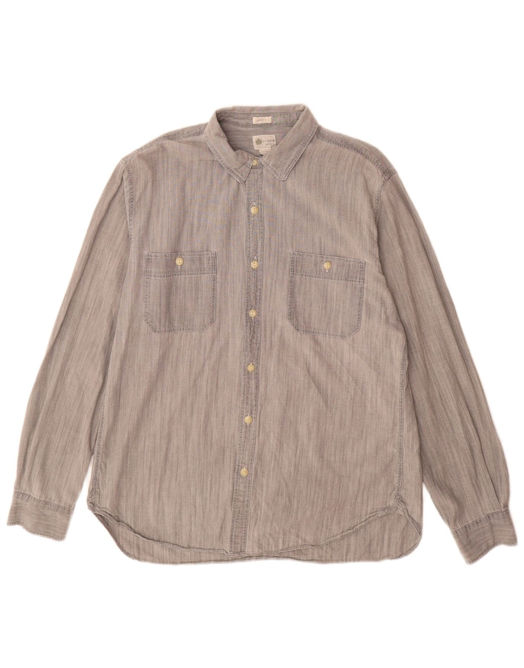 J. Crew Mens Tailored Fit Shirt Large Grey Cotton
