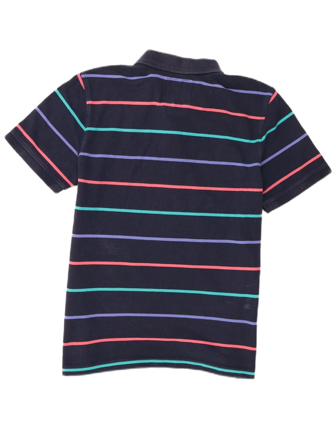 Crew Clothing Mens Polo Shirt Medium Navy Blue Striped Cotton