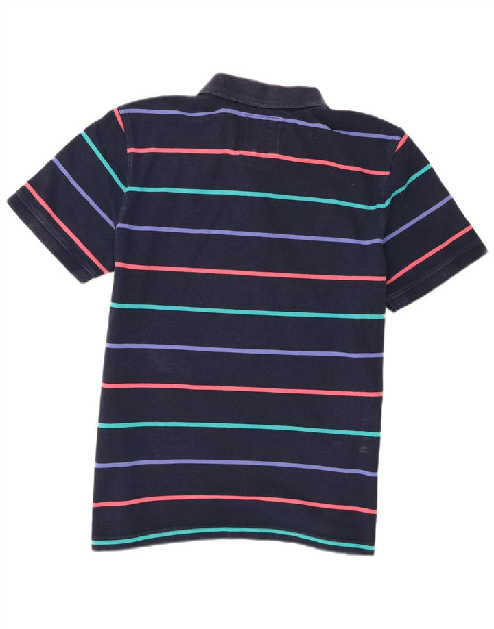 Crew Clothing Mens Polo Shirt Medium Navy Blue Striped Cotton