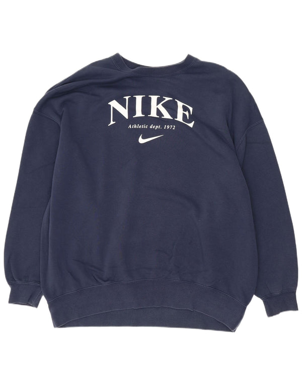 Nike Mens Graphic Oversized Sweatshirt Jumper XS Navy Blue Cotton