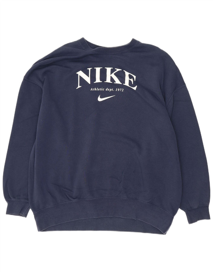 Nike Mens Graphic Oversized Sweatshirt Jumper XS Navy Blue Cotton