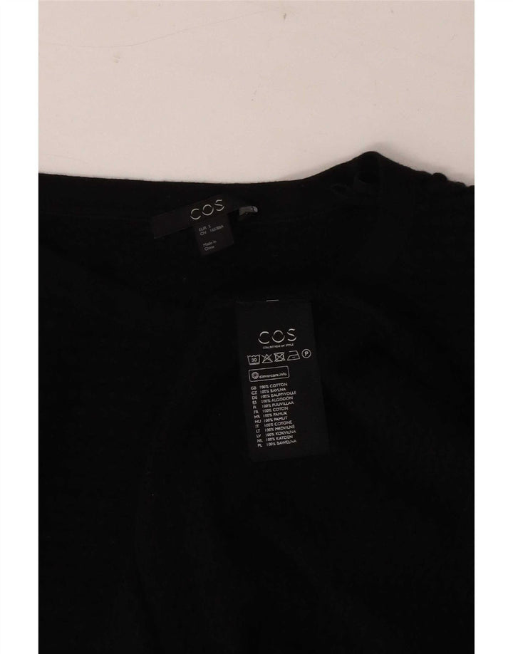 Cos Womens Top Long Sleeve UK 10 Small Black Cotton