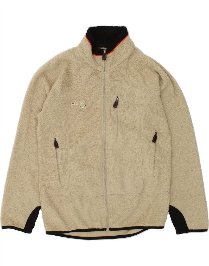 FILA Mens Fleece Jacket UK 38 Medium Beige Polyester | Vintage Fila | Thrift | Second-Hand Fila | Used Clothing | Messina Hembry 