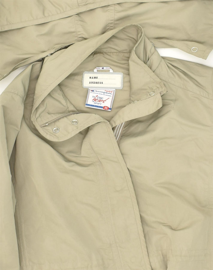 CHAMPION Womens Hooded Windbreaker Jacket UK 12 Medium Beige Polyester | Vintage Champion | Thrift | Second-Hand Champion | Used Clothing | Messina Hembry 