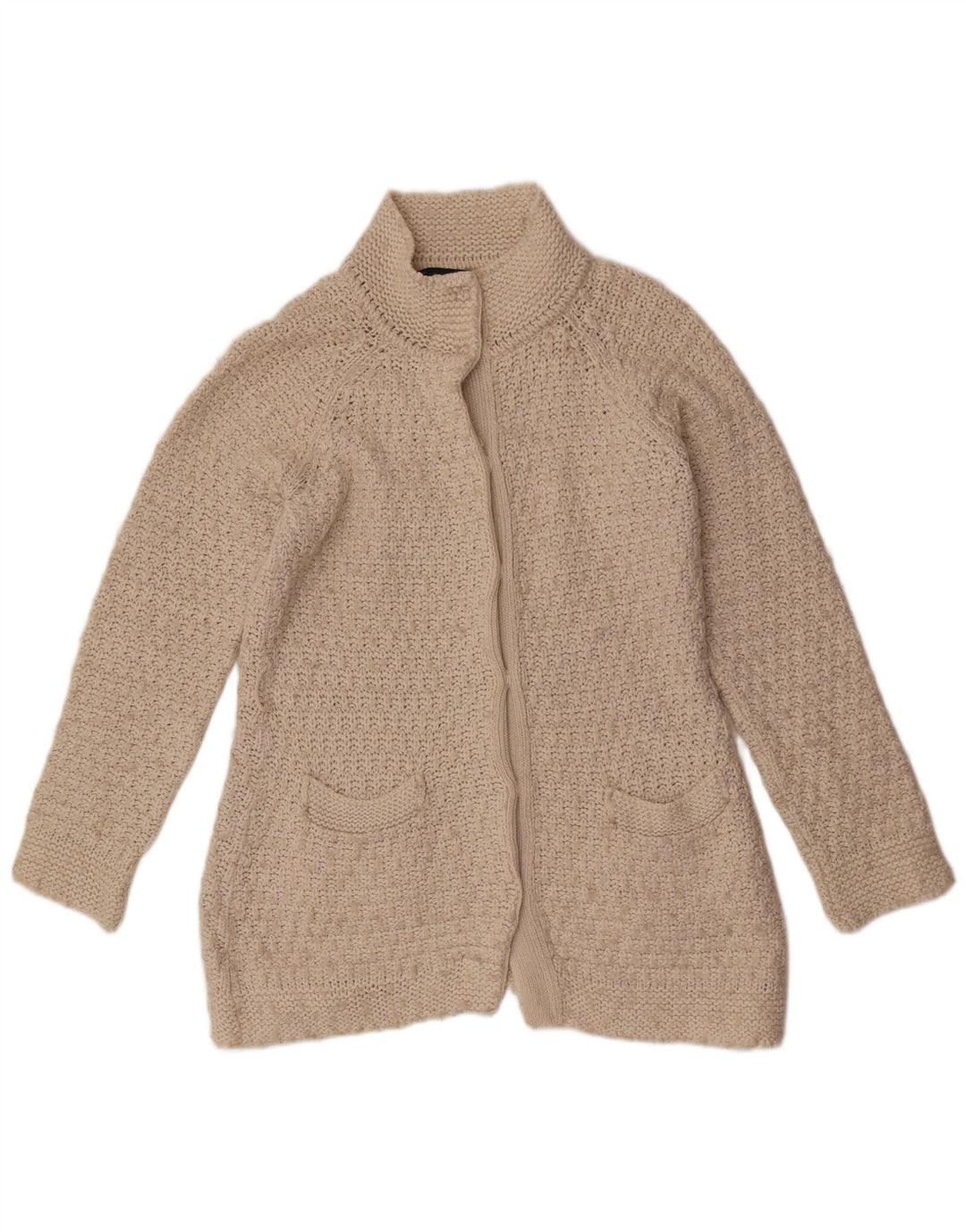 Zara Womens Cardigan Sweater UK 14 Large White Acrylic