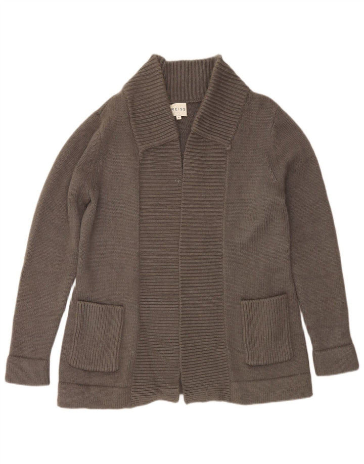 Reiss Womens Open Cardigan Sweater UK 14 Medium Grey Nylon
