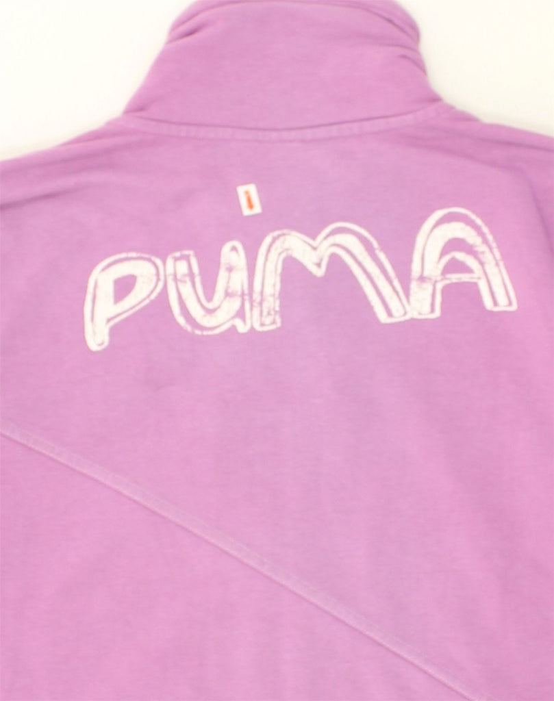 PUMA Womens Graphic Tracksuit Top Jacket UK 14 Large Purple Cotton | Vintage Puma | Thrift | Second-Hand Puma | Used Clothing | Messina Hembry 