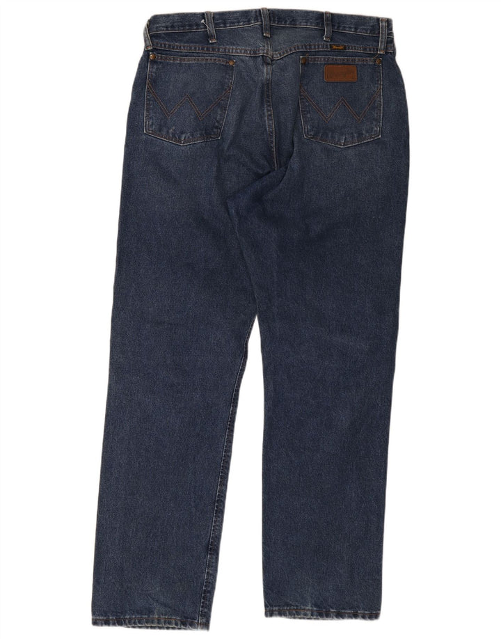 Wrangler Mens Straight Jeans W38 L32 Blue Cotton