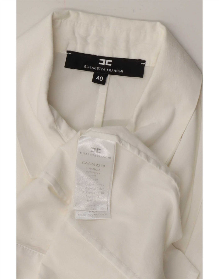 Elisabetta Franchi Womens Short Sleeve Shirt Blouse IT 40 Small White
