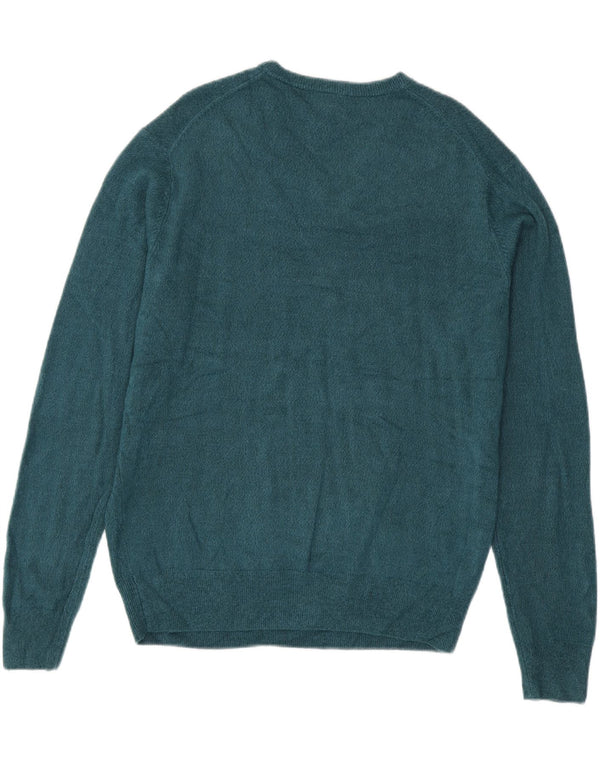 Dockers Mens V-Neck Jumper Sweater Large Blue Acrylic