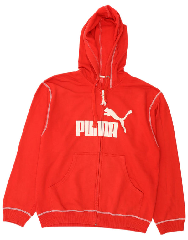 Puma Mens Graphic Zip Hoodie Sweater XL Red Cotton