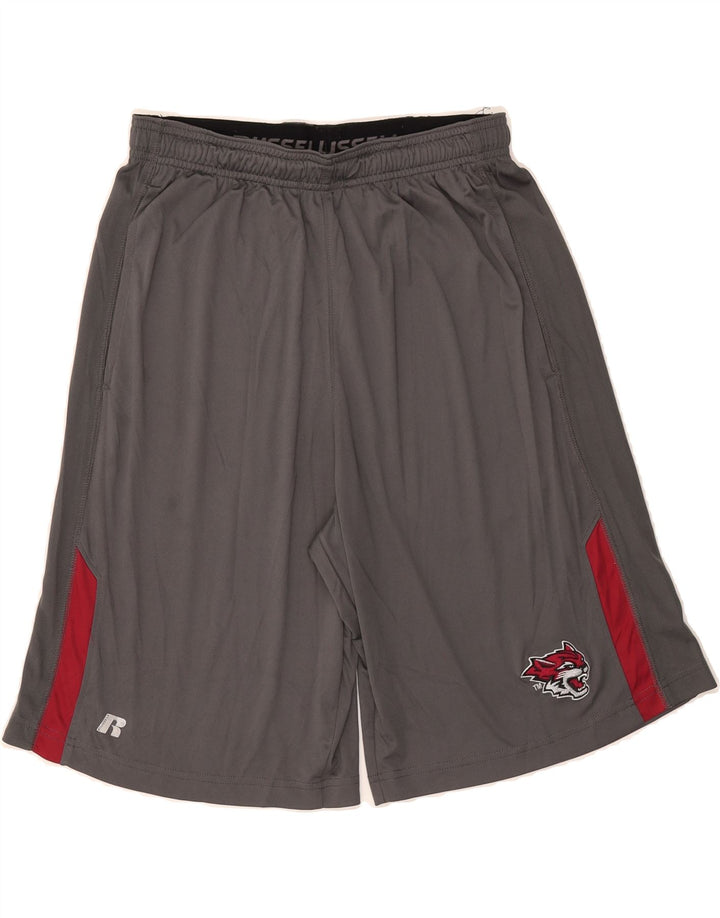 RUSSELL ATHLETIC Mens Graphic Sport Shorts Medium  Grey Polyester Vintage Russell Athletic and Second-Hand Russell Athletic from Messina Hembry 