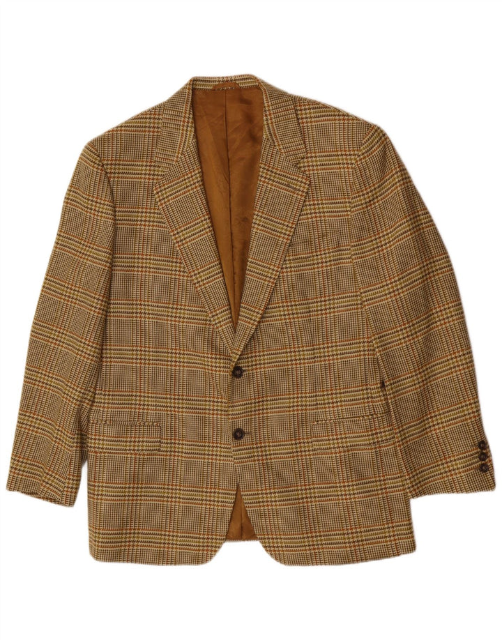 Henry Cottons Mens 2 Button Blazer Jacket IT 50 Large Brown Houndstooth