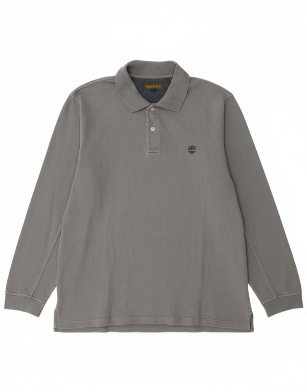 Timberland Mens Long Sleeve Polo Shirt Large Grey Cotton